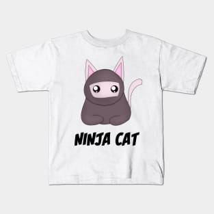 Ninja Cat (White) Kids T-Shirt